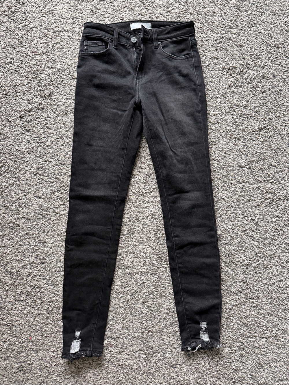 KanCan Black Skinny Jeans with Frayed Ankle Detail